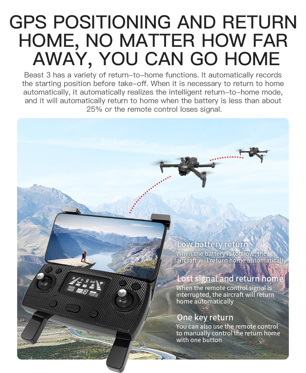 ZLRC SG906 Pro 3 MAX 4K GPS 5G WIFI FPV with 3-Axis EIS Anti-shake Gimbal Obstacle Avoidance Brushless RC Drone - Two Batteries with Bag