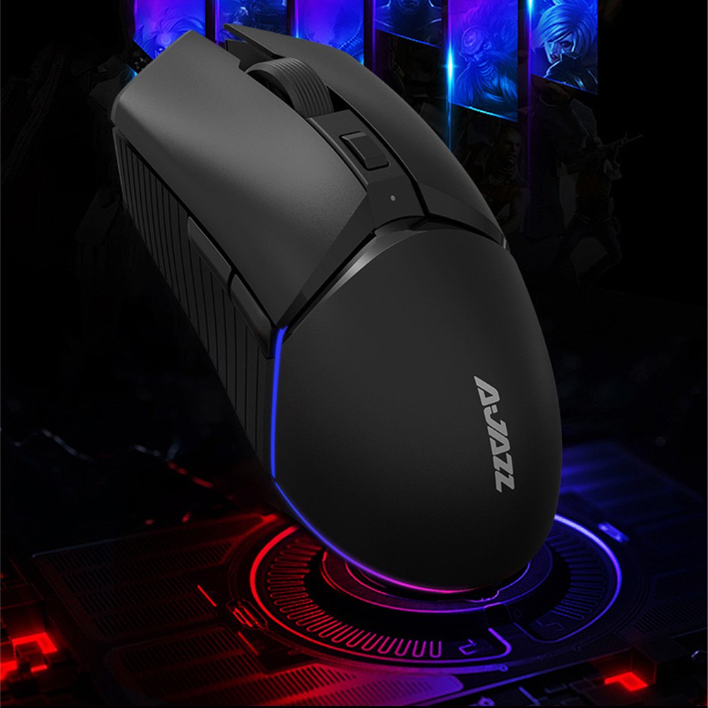 AJAZZ i309Pro Wireless Mouse Rechargeable 2.4G Bluetooth Dual Mode PAW3338 16000DPI Professional E-Sports Gaming Mouse - Black