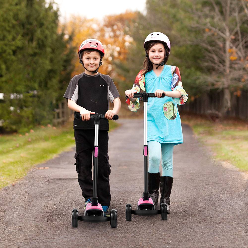 Trottinette Kick Scooter Glide avec roues lumineuses en PU extra larges et 4 hauteurs réglables pour enfants de 3 à 12 ans rose