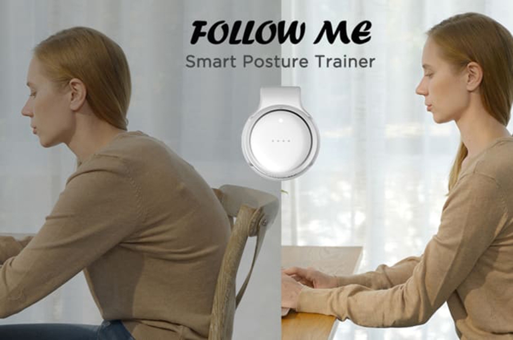 Follow Me Wiederaufladbarer Smart Posture Corrector Trägerloses Design IP68 Wasserdicht Verbessern Sie Muskelkater und Wirbelsäulenkrümmung - Weiß