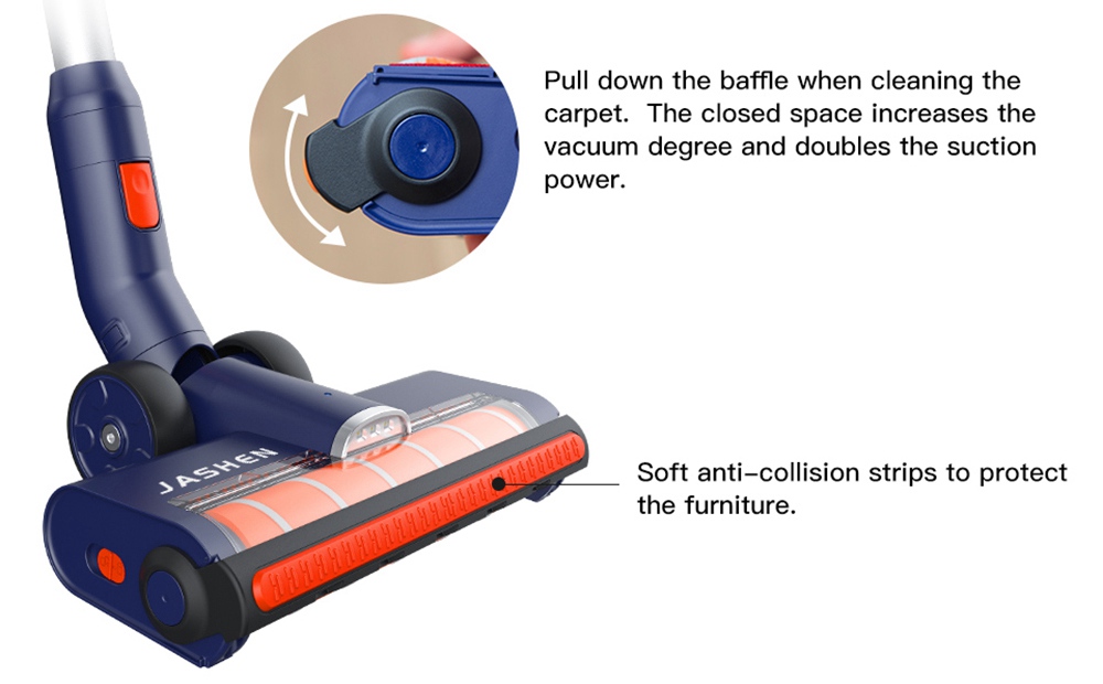 Jashen S18X Handheld Cordless Vacuum Cleaner 22000Pa Suction Blue