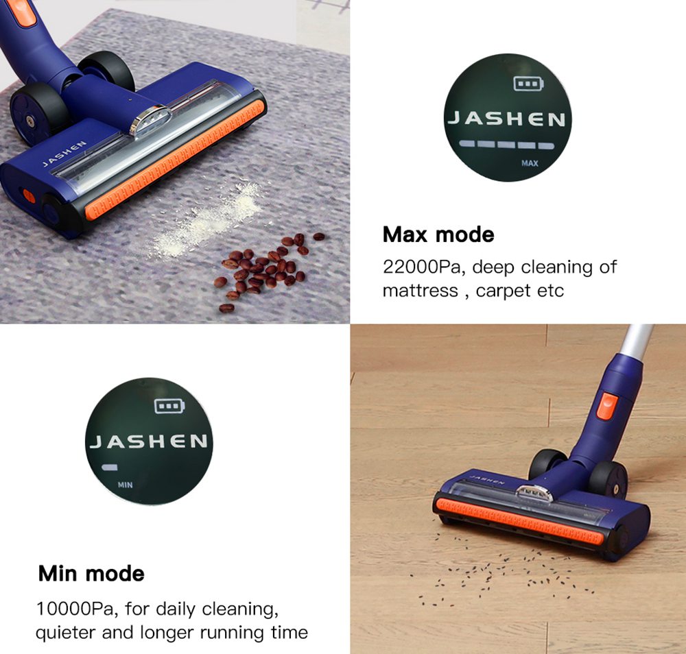 Jashen S18X Handheld Cordless Vacuum Cleaner 22000Pa Suction Blue
