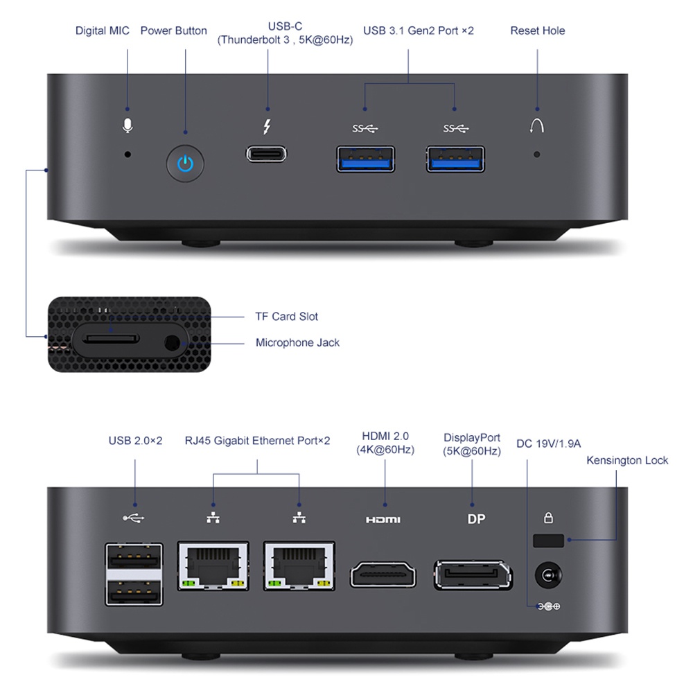 MINISFORUM X35G MINI PC Windows 10 16GB DDR4 256GB SSD Intel Ice Lake Core i3-1005G1 WIFI 6 Bluetooth5.1 Thunderbolt3 HDMI DP RJ45