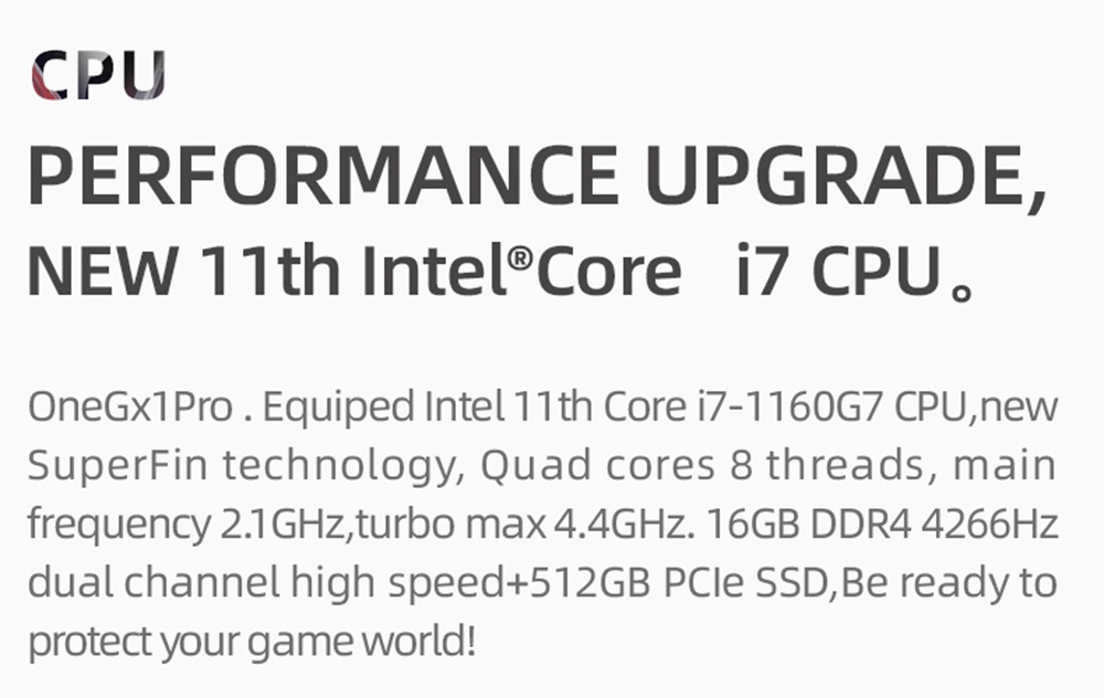 One Netbook OneGx1 Pro Gaming Laptop 7-inch 1920x1200 Intel i7-1160G7 16GB RAM 512GB SSD WiFi 6 Windows 10 -  4G Version Black