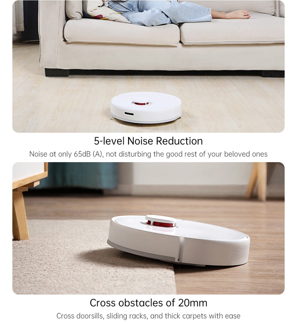 TROUVER Finder Robot Vacuum Cleaner with 5 Level Noise Reduction Integrated Sweeping and Mopping 2000Pa Powerful Suction LDS Laser Navigation 120 Mins Running Time 270ml Electric Water Tank 570ml Dust Box Mijia APP Control for Pets Hair, Carpets and Hard Floor