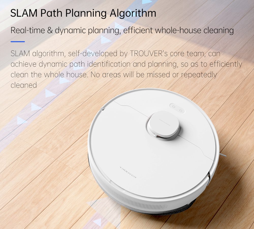 TROUVER Finder Robot Vacuum Cleaner with 5 Level Noise Reduction Integrated Sweeping and Mopping 2000Pa Powerful Suction LDS Laser Navigation 120 Mins Running Time 270ml Electric Water Tank 570ml Dust Box Mijia APP Control for Pets Hair, Carpets and Hard Floor