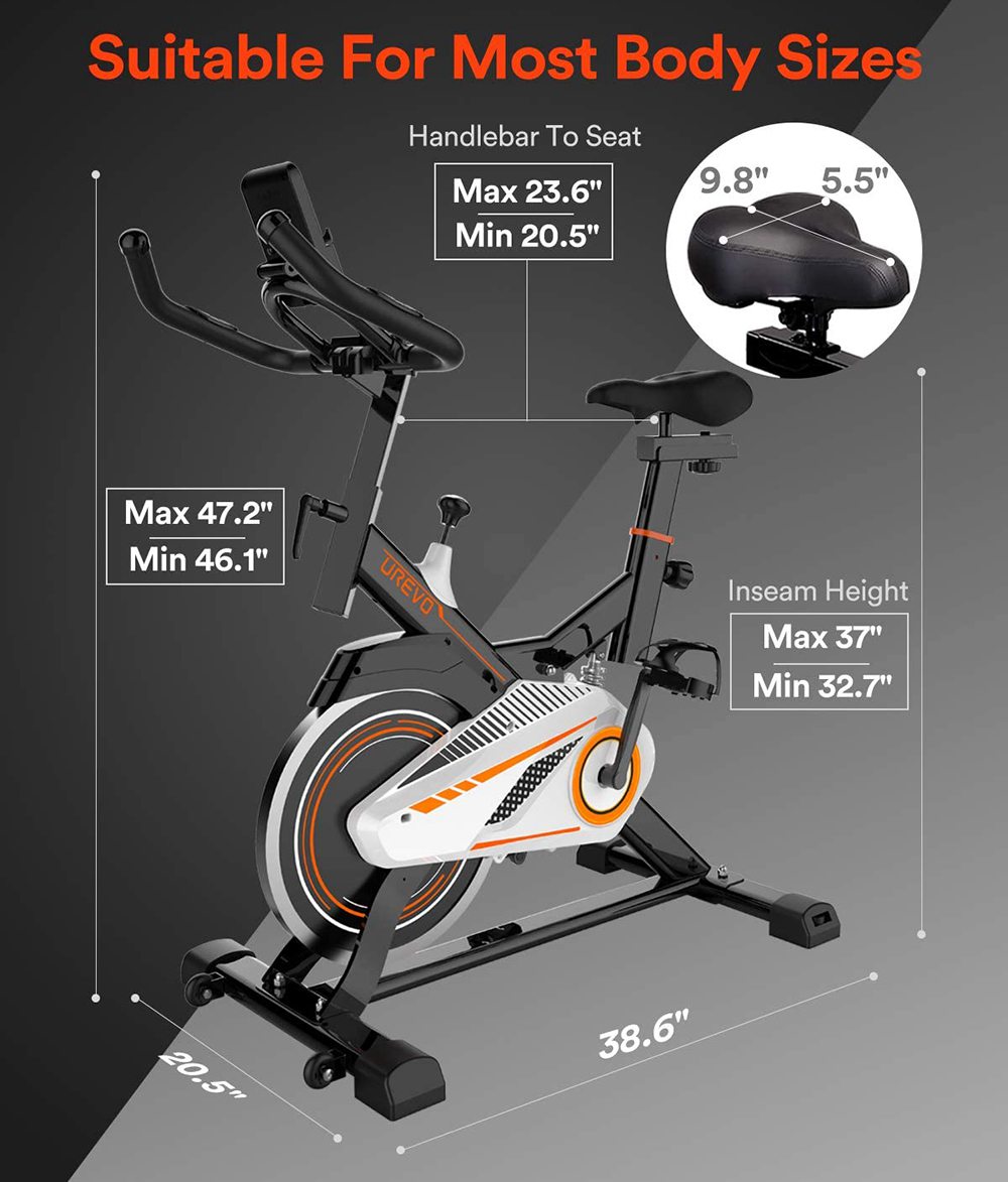 UREVO Indoor Cycling Esercizio Fitness Spinning Bike per allenamento cardio domestico con comodo sedile Cushi