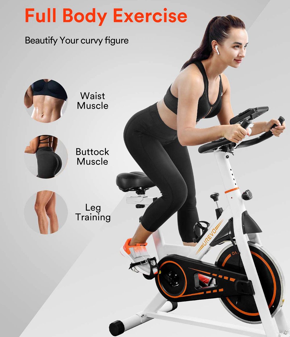 UREVO Indoor Cycling Bike Esercizio stazionario Fitness Spinning Bike per casa Cardio Workout Bike Training Wit