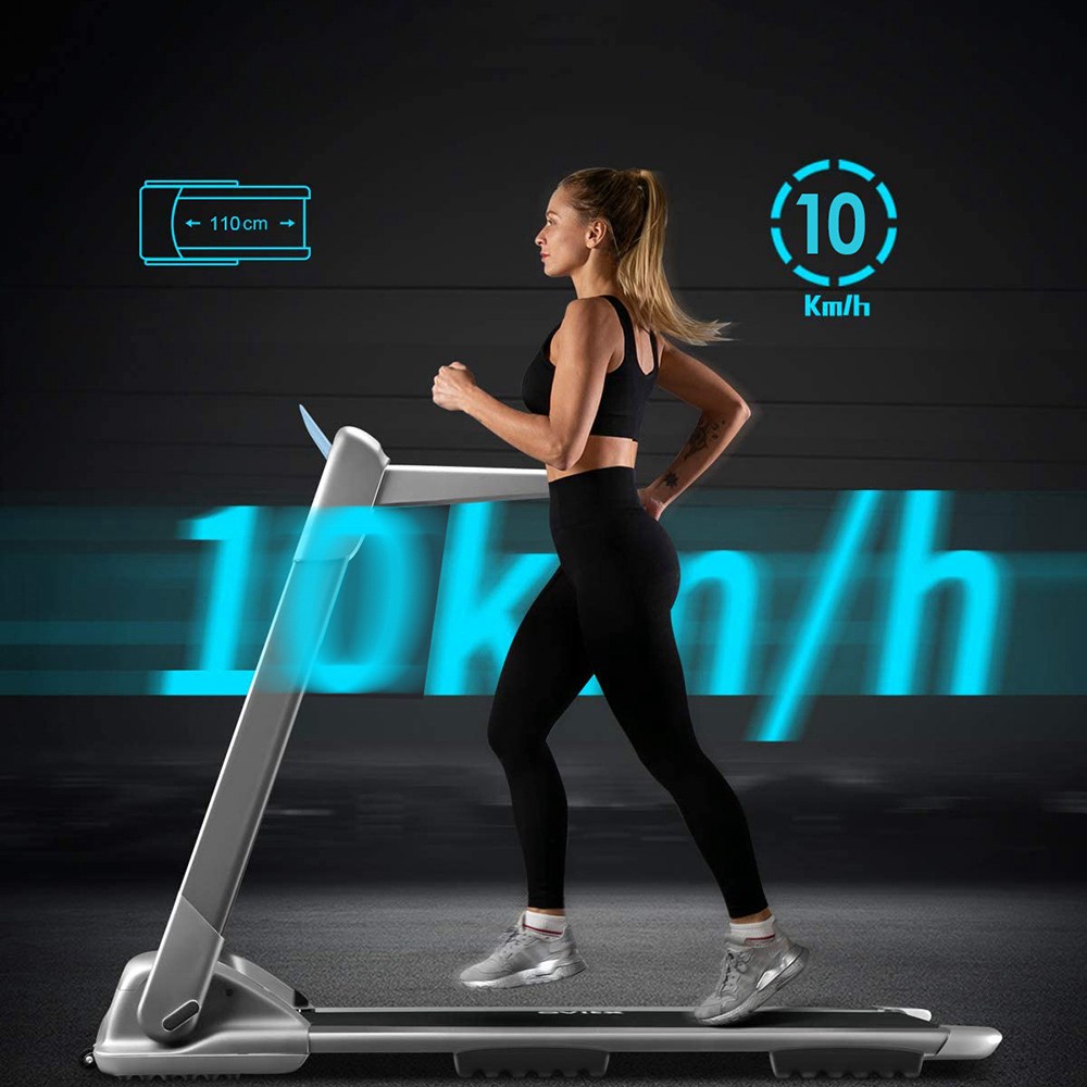 XQIAO OVICX Q2S Tapis de course ultra-mince pour machine de marche pliante intelligente pour entraînement, équipement de fitness, exercice intérieur et extérieur avec décélération intelligente, contrôle APP, écran LED - Version UE