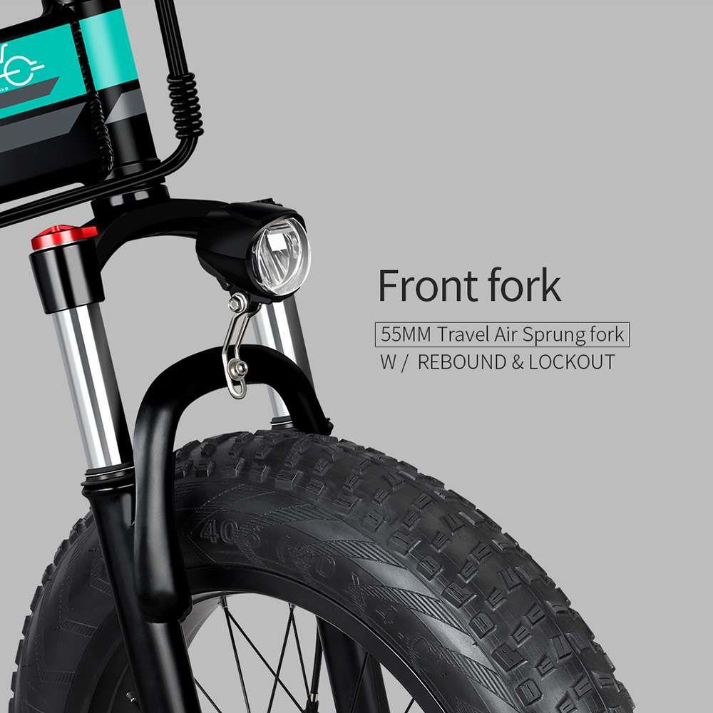 FIIDO M1 Pro Folding Electric Mountain Bike 20" Wheels 4 Inch Fat Wide Tires 500W Motor Shimano 7 Speed Derailleur 12.8Ah Lithium Battery Max Speed 40km/h Three Riding Modes Dual Disc Brake LCD Display 130KM Mileage Range - Black