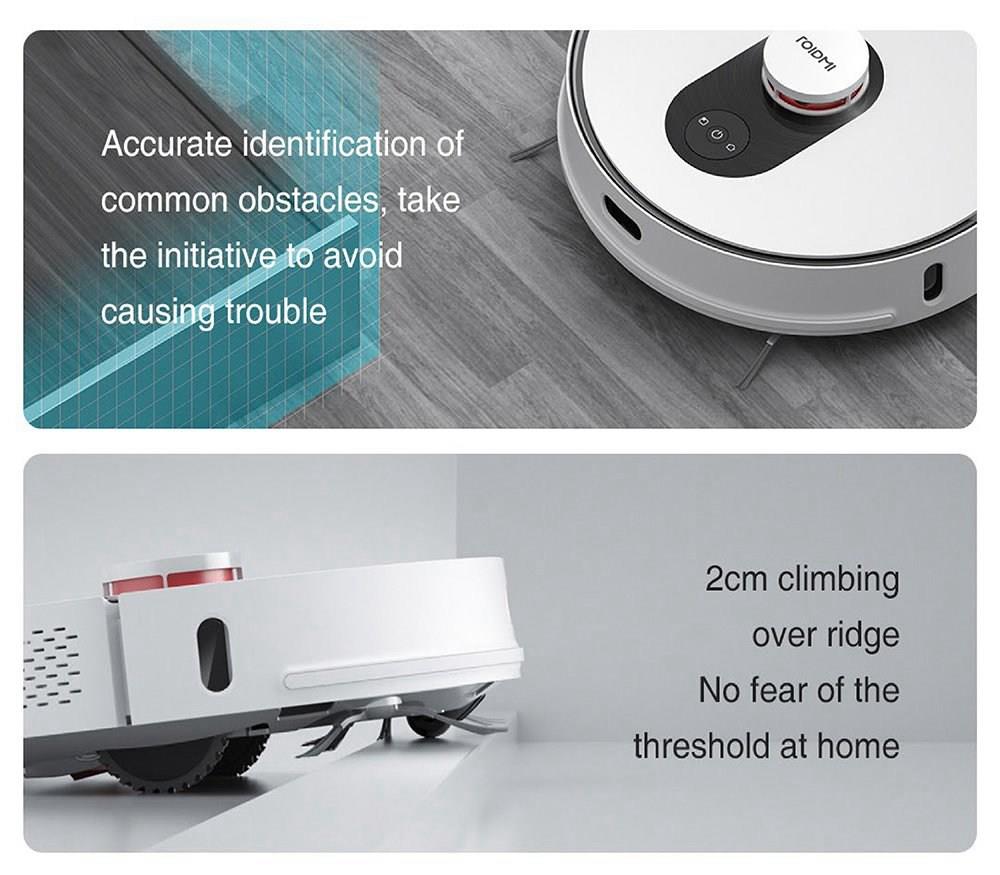 Xiaomi ROIDMI EVE Plus Robot Vacuum Cleaner with Intelligent Dust Collector Integrated Sweeping and Mopping 2700Pa Powerful Suction LDS Laser Navigation 5200mAh Battery 300ml Electric Water Tank Mijia APP Control for Pets Hair, Carpets and Hard Floor