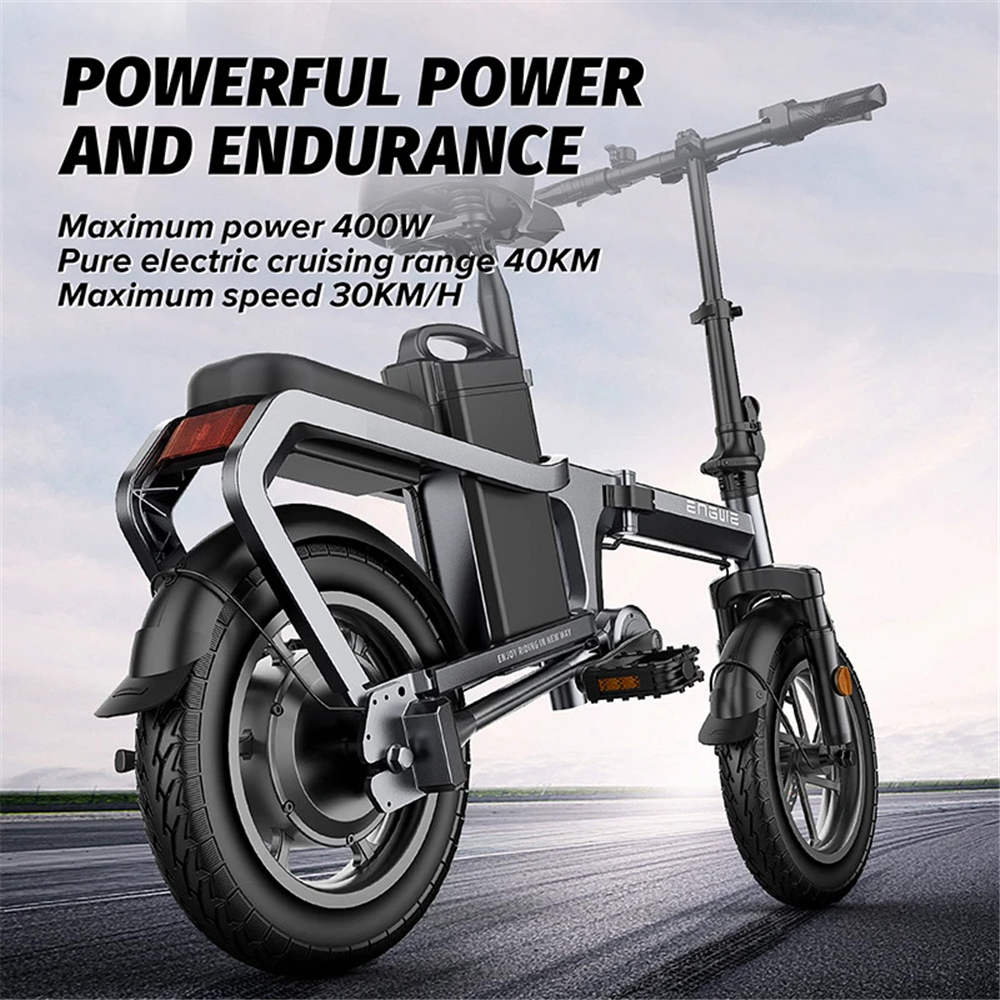 ENGWE X5S Chainless Folding 14 Inch Electric Bike 240W Motor 48V 15Ah Battery High Strength Carbon Steel Frame 20km/h - Grey