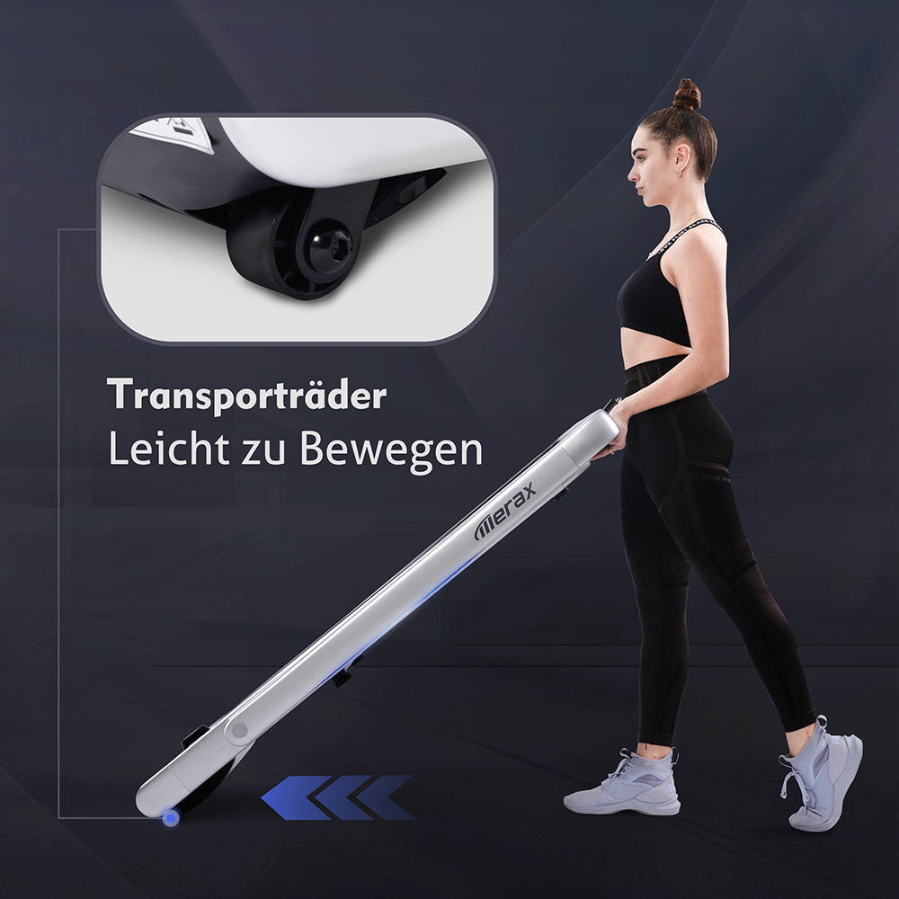 Merax 2.25 HP Electric Folding Treadmill 2-in-1 Running Machine with Remote Control/LED Display Fully Assembled Portable - Silver