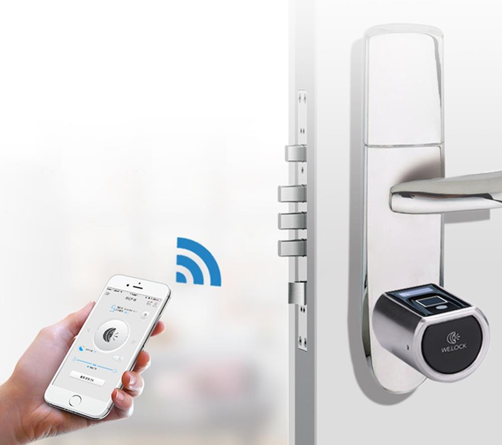 WE.LOCK Intelligent Electronic Door Lock Cylinder Fingerprint + RFID Card + Bluetooth Control LCD Display IP44 Waterproof Opening via Smartphone, WiFi Box Working with Alexa, 3 Minute DIY Fast Easy Assembly Suitable for Doors with Thickness of 55-105