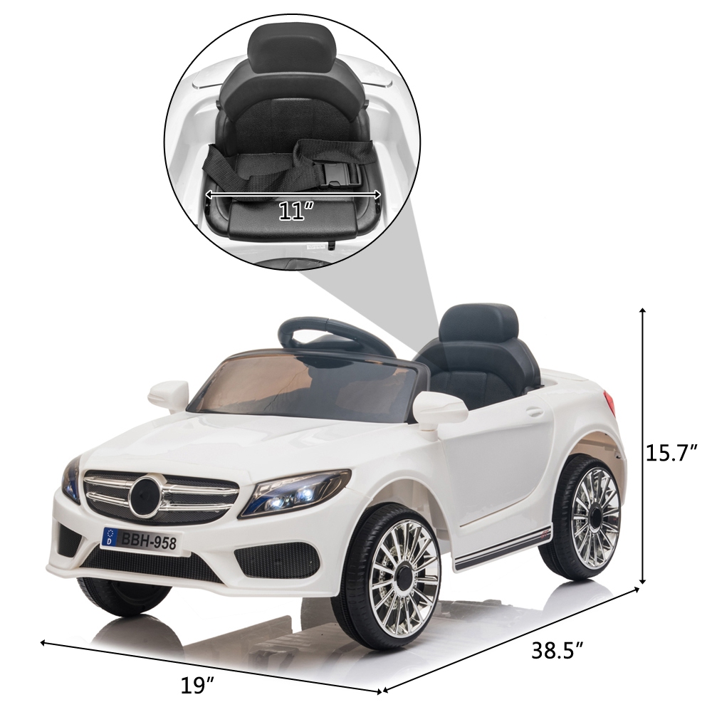 12V Kids Ride On Car 2.4GHZ Remote Control with LED Lights - White