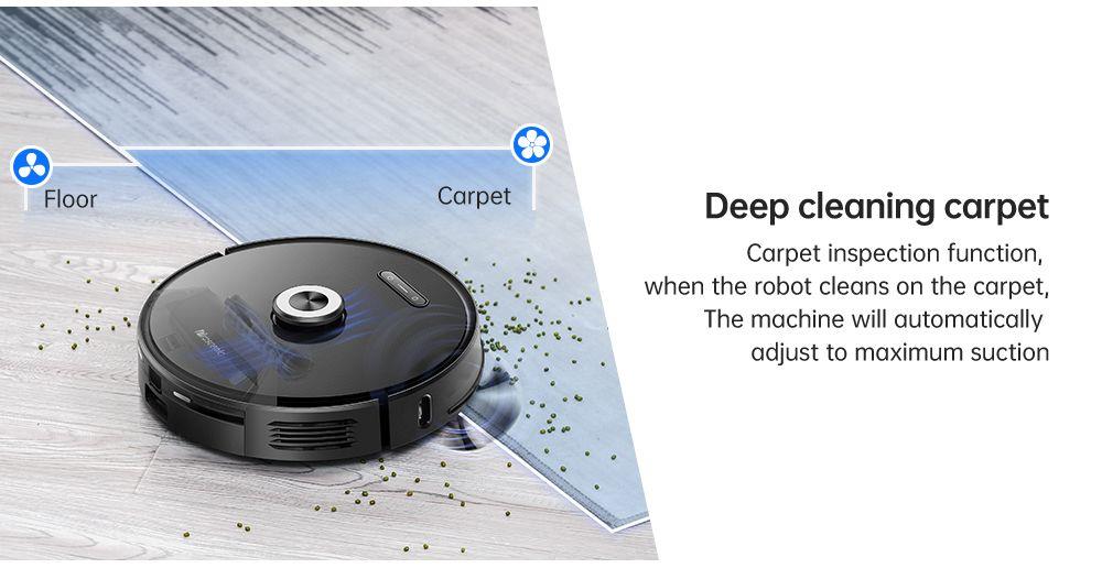 Proscenic M8 Pro Smart Robot Vacuum Cleaner with Intelligent Dust Collector LDS Laser Navigation 2700Pa Suction 5200mAh Battery 2 in 1 Vacuuming and Mopping APP Remote Control for Pets Hair, Carpets and Hard Floor - Black