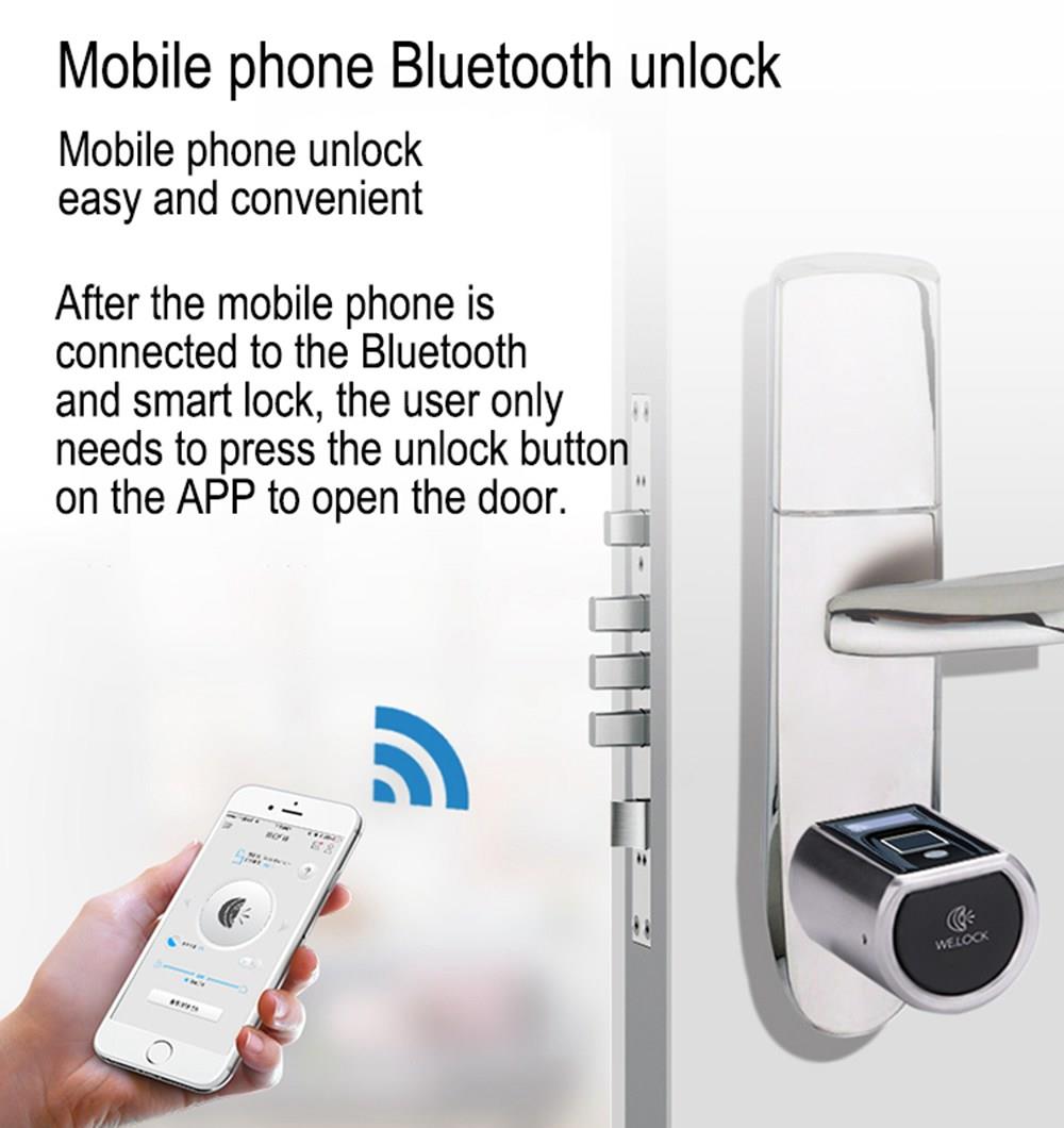 WE.LOCK Intelligent Electronic Door Lock Cylinder Fingerprint + RFID Card + Bluetooth Control LCD Display IP44 Waterproof Opening via Smartphone, WiFi Box Working with Alexa, 3 Minute DIY Fast Easy Assembly Suitable for Doors with Thickness of 55-105