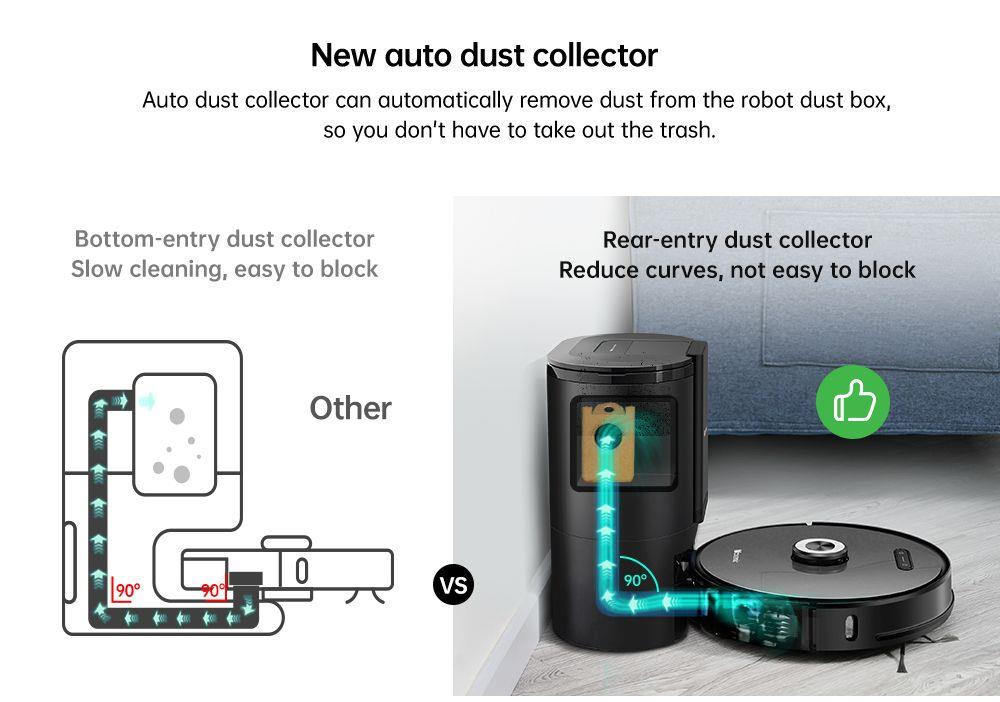 Proscenic M8 Pro Smart Robot Vacuum Cleaner with Intelligent Dust Collector LDS Laser Navigation 2700Pa Suction 5200mAh Battery 2 in 1 Vacuuming and Mopping APP Remote Control for Pets Hair, Carpets and Hard Floor - Black