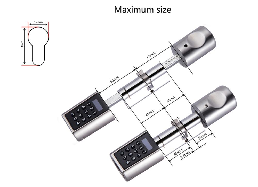 WE.LOCK Intelligent Electronic Door Lock Cylinder Password + RFID Card + Bluetooth Control IP44 Waterproof Opening via Smartphone, WiFi Box Working with Alexa, 3 Minute DIY Fast Easy Assembly Suitable for Doors with Thickness of 55-105mm - Silver