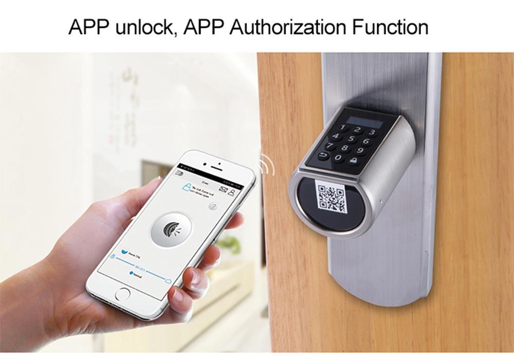 WE.LOCK Intelligent Electronic Door Lock Cylinder Password + RFID Card + Bluetooth Control IP44 Waterproof Opening via Smartphone, WiFi Box Working with Alexa, 3 Minute DIY Fast Easy Assembly Suitable for Doors with Thickness of 55-105mm - Silver