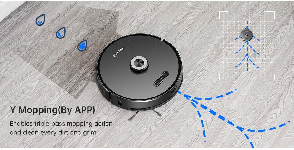 Proscenic M8 Pro Smart Robot Vacuum Cleaner with Intelligent Dust Collector LDS Laser Navigation 2700Pa Suction 5200mAh Battery 2 in 1 Vacuuming and Mopping APP Remote Control for Pets Hair, Carpets and Hard Floor - Black