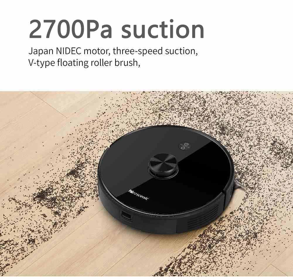 Proscenic M7 Pro LDS Robot Vacuum Cleaner with Intelligent Dust Collector, Laser Navigation, 2700Pa Powerful Suction, App & Alexa Control, Multi Mapping, Ideal for Pets Hair, Carpets and Hard Floors - Black