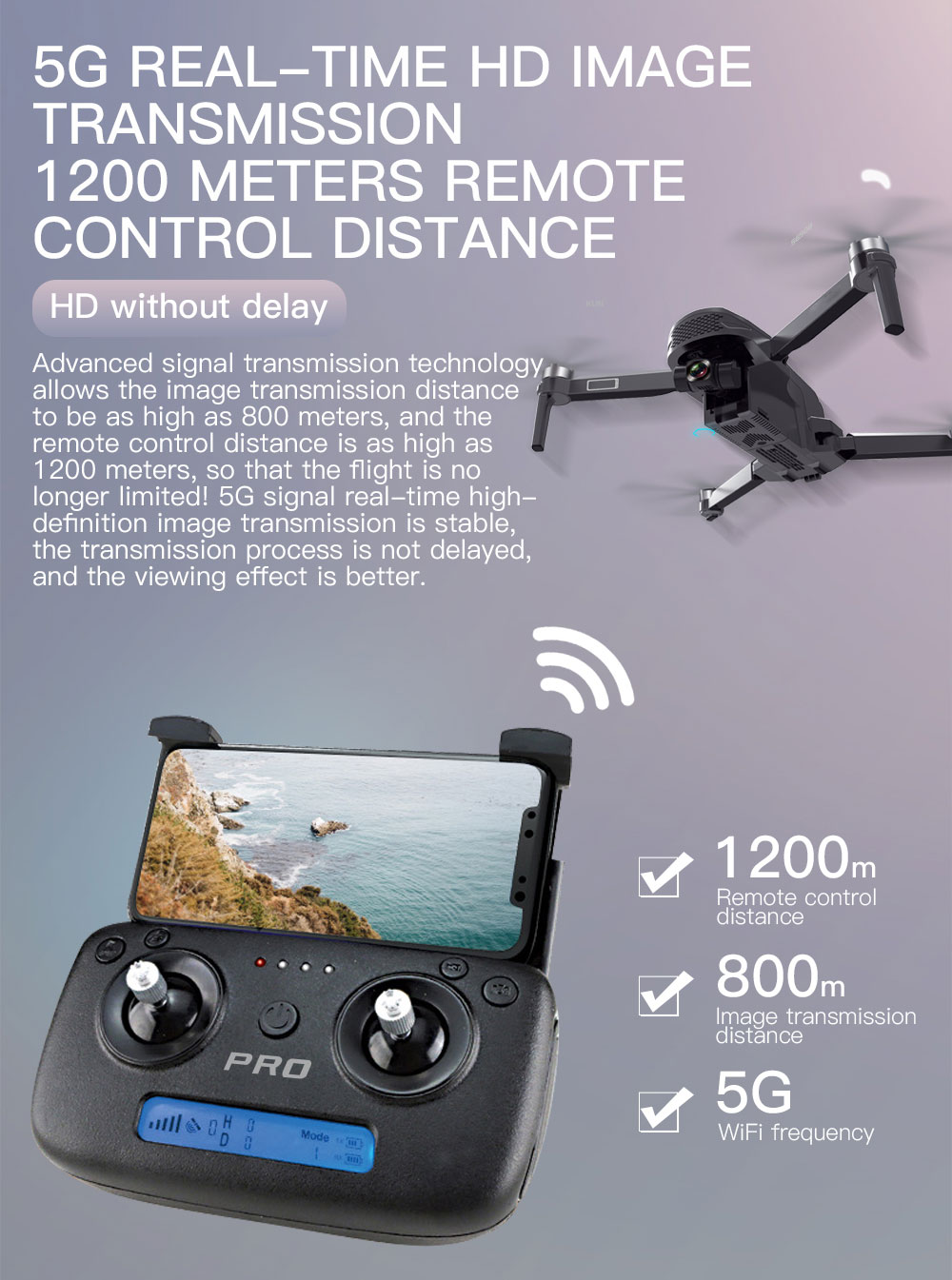 ZLL SG908 4K GPS 5G WIFI FPV with 3-Axis Gimbal Optical Flow Positioning Brushless RC Drone - Two Batteries with Bag