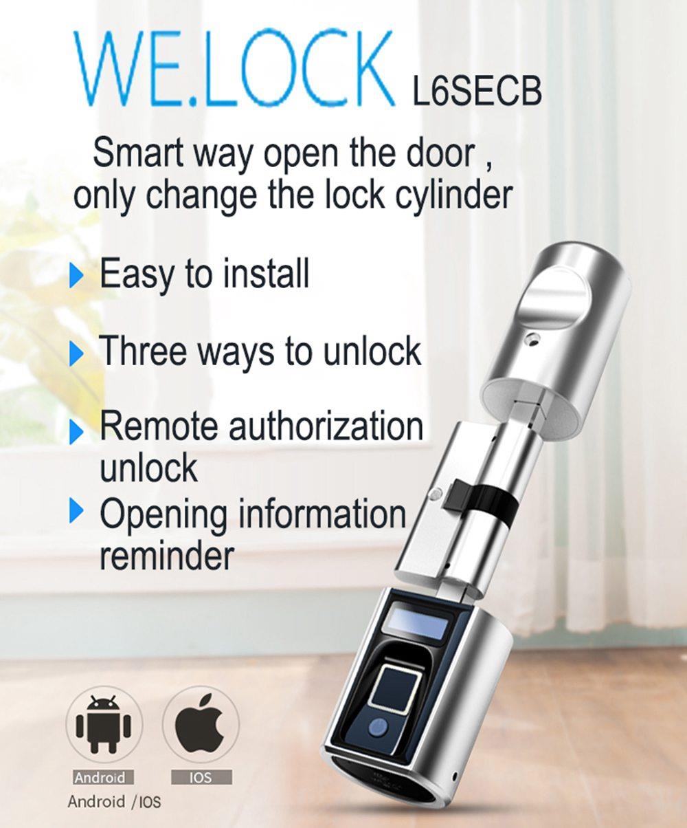 WE.LOCK Intelligent Electronic Door Lock Cylinder Fingerprint + RFID Card + Bluetooth Control LCD Display IP44 Waterproof Opening via Smartphone, WiFi Box Working with Alexa, 3 Minute DIY Fast Easy Assembly Suitable for Doors with Thickness of 55-105
