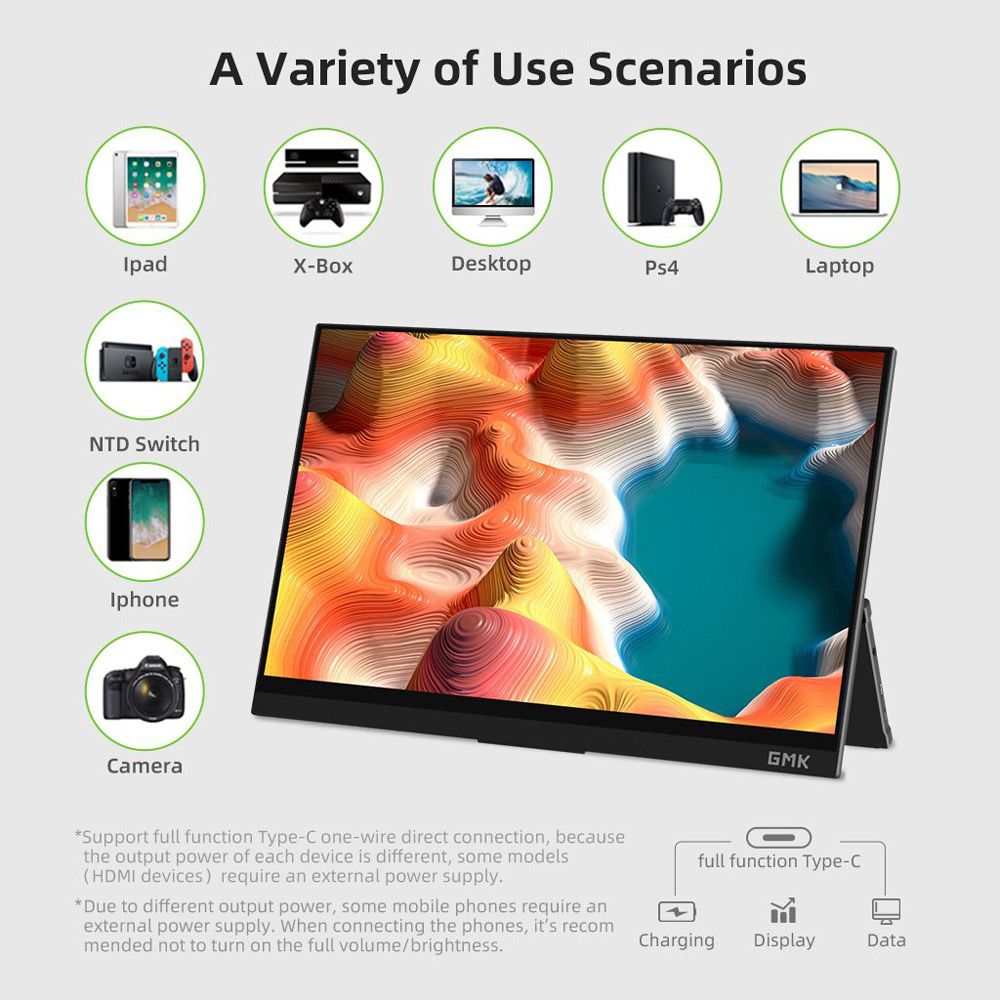 GMK KD1 14 inch portable monitor 4K UHD IPS touch screen 100% sRGB HDR Dual Type-C+Mini HDMI