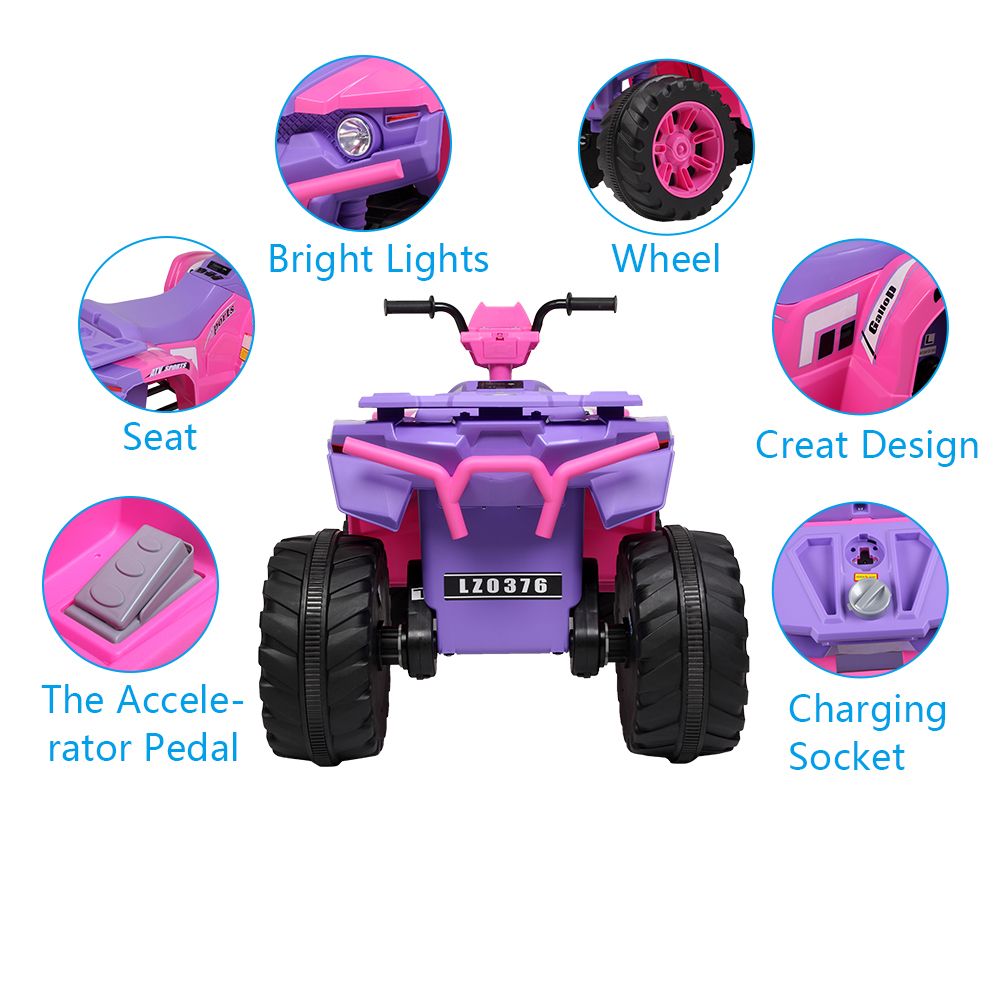 LEADZM LZ-9955 All Terrain Vehicle Dual Drive Battery 12V7AH*1 with Slow Start - Pink