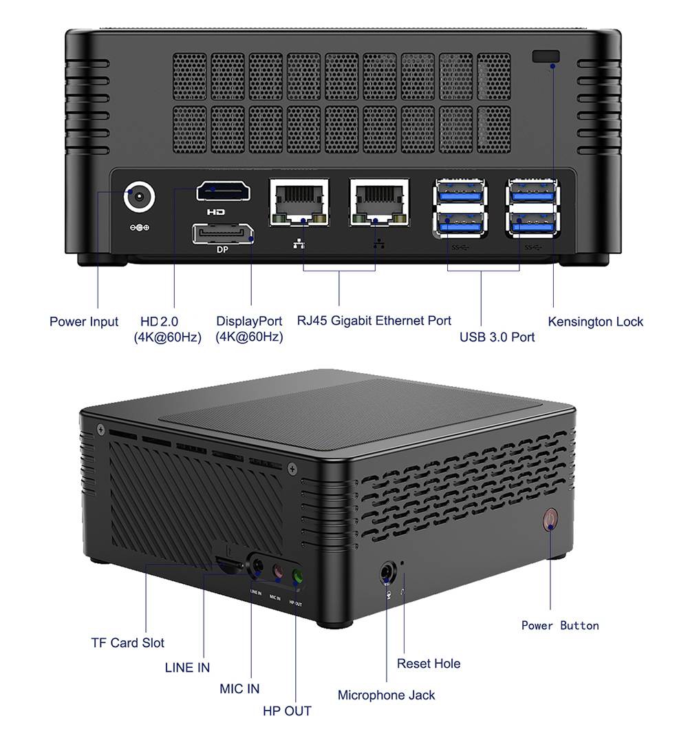 MINISFORUM EliteMini X400 8 Go/256 Go Ryzen5 Pro 4650G Mini PC Radeon Graphics 1900 MHz Windows 10 Pro 802.11AX Gigabit LAN