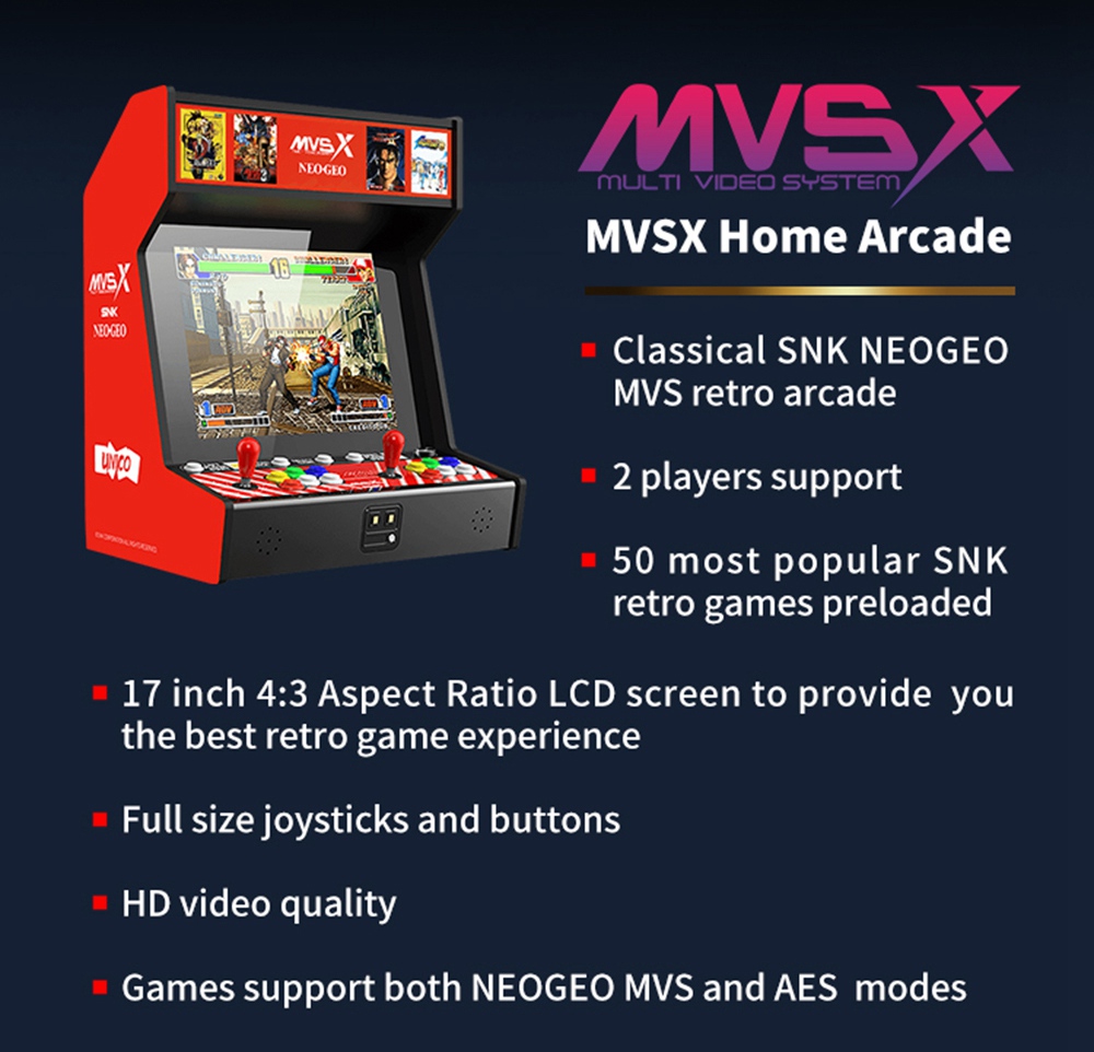 SNK MVSX Arcade Machine 50 SNK Classic Games  - Neo Geo Pocket