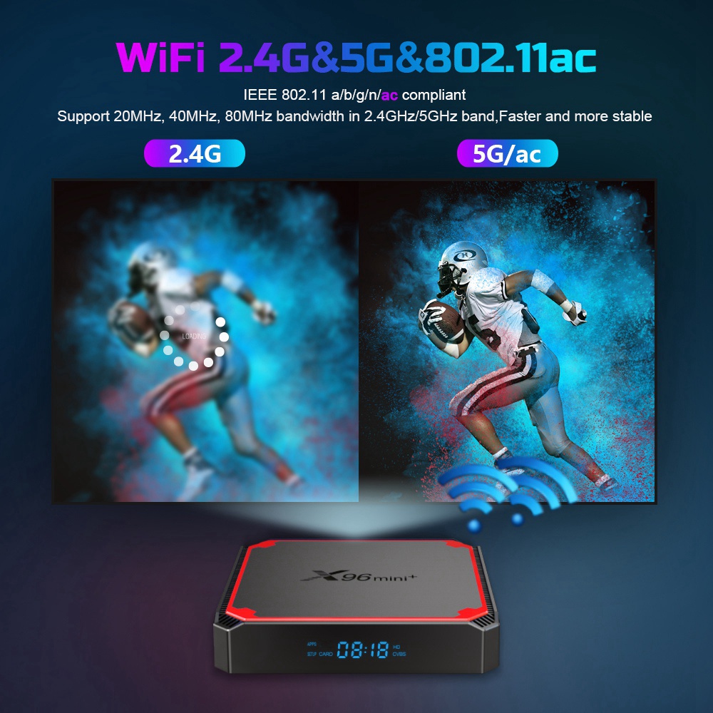 X96 MINI+ TV BOX Android 9.0 Amlogic S905W4 2GB/16GB 4K TV Box 2.4G+5G WIFI LAN