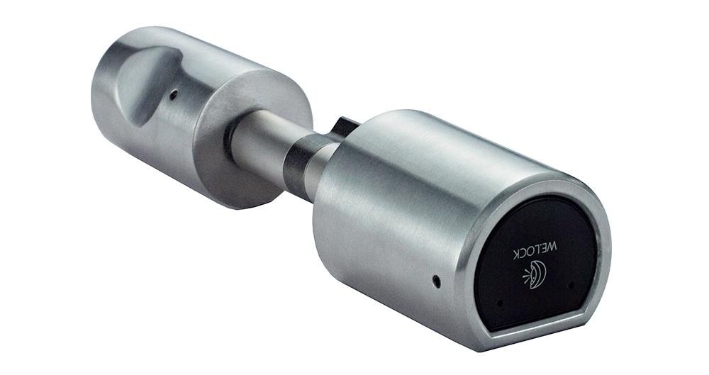 WE.LOCK Intelligent Electronic Door Lock Cylinder Fingerprint + Bluetooth + Remote Control IP44 Waterproof Opening via Smartphone, WiFi Box Working with Alexa, 3 Minute DIY Fast Easy Assembly Suitable for Doors with Thickness of 55-105mm - Silver