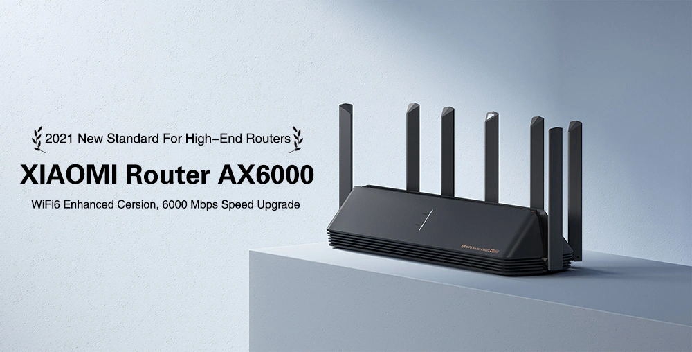 Xiaomi AIoT Router AX6000  WiFi 6 5961 Mbps 2.4GHz + 5GHz OFDMA MU-MIMO High Gain 7 Antennas 512MB Memory  - Black