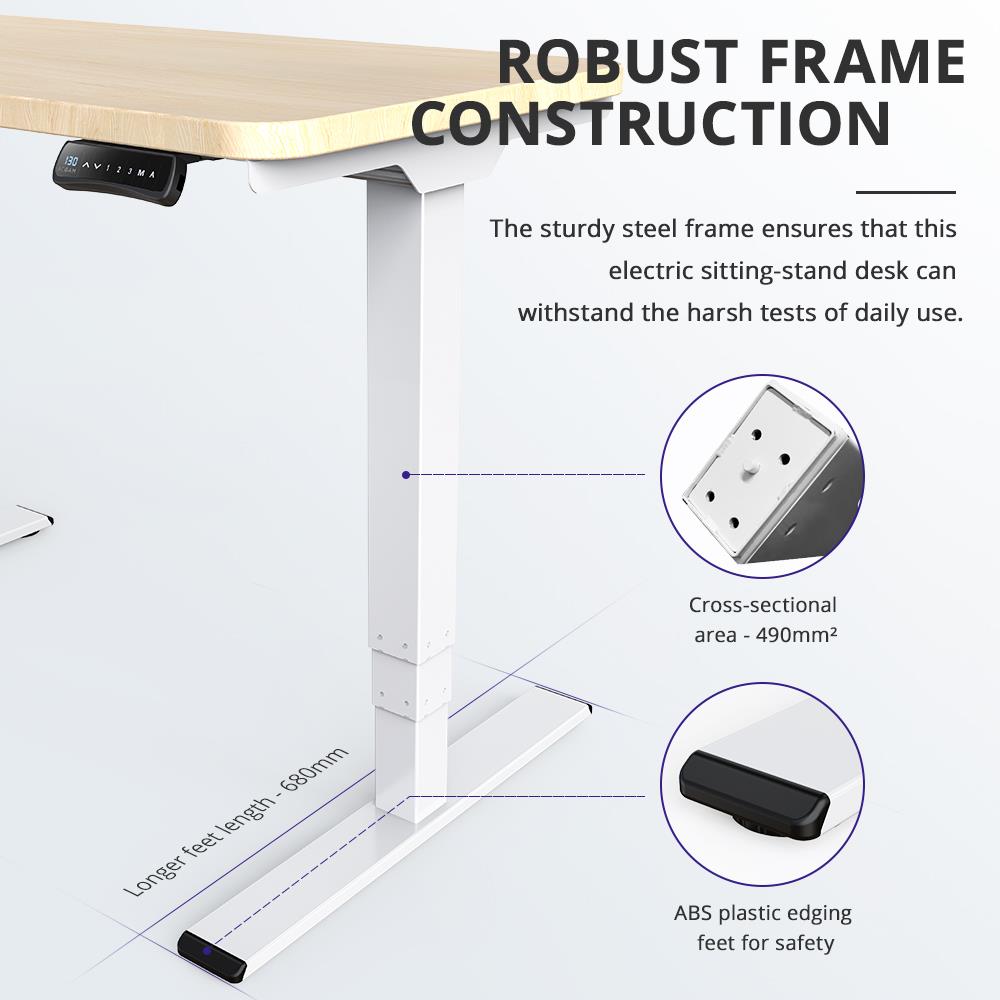 ACGAM ET225E Electric Dual-motor Three-stage Legs Standing Desk Frame Workstation, Ergonomic Height Adjustable Desk Base - Black (Frame Only)