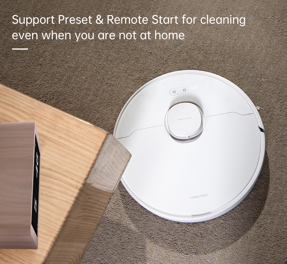 TROUVER Finder Robot Vacuum Cleaner 2000Pa Powerful Suction LDS Laser Navigation 120 Mins Running Time 270ml Electric Water Tank 570ml Dust Box Mijia APP Control for Pets Hair, Carpets and Hard Floor