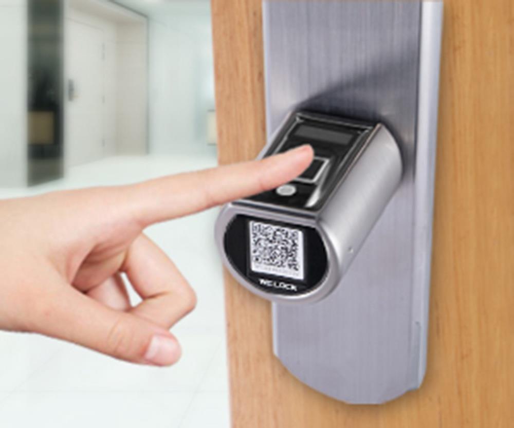 WE.LOCK Intelligent Electronic Door Lock Cylinder Fingerprint + RFID Card + Bluetooth Control LCD Display IP44 Waterproof Opening via Smartphone, WiFi Box Working with Alexa, 3 Minute DIY Fast Easy Assembly Suitable for Doors with Thickness of 55-105