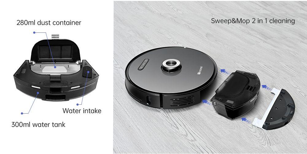 Proscenic M8 Pro Smart Robot Vacuum Cleaner with Intelligent Dust Collector LDS Laser Navigation 2700Pa Suction 5200mAh Battery 2 in 1 Vacuuming and Mopping APP Remote Control for Pets Hair, Carpets and Hard Floor - Black