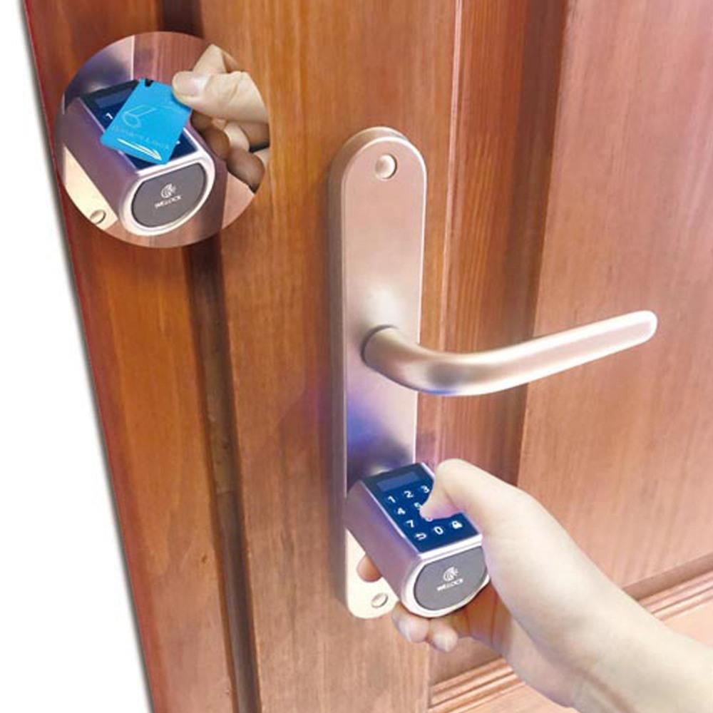 WE.LOCK Intelligent Electronic Door Lock Cylinder Password + RFID Card + Bluetooth Control IP44 Waterproof Opening via Smartphone, WiFi Box Working with Alexa, 3 Minute DIY Fast Easy Assembly Suitable for Doors with Thickness of 55-105mm - Silver