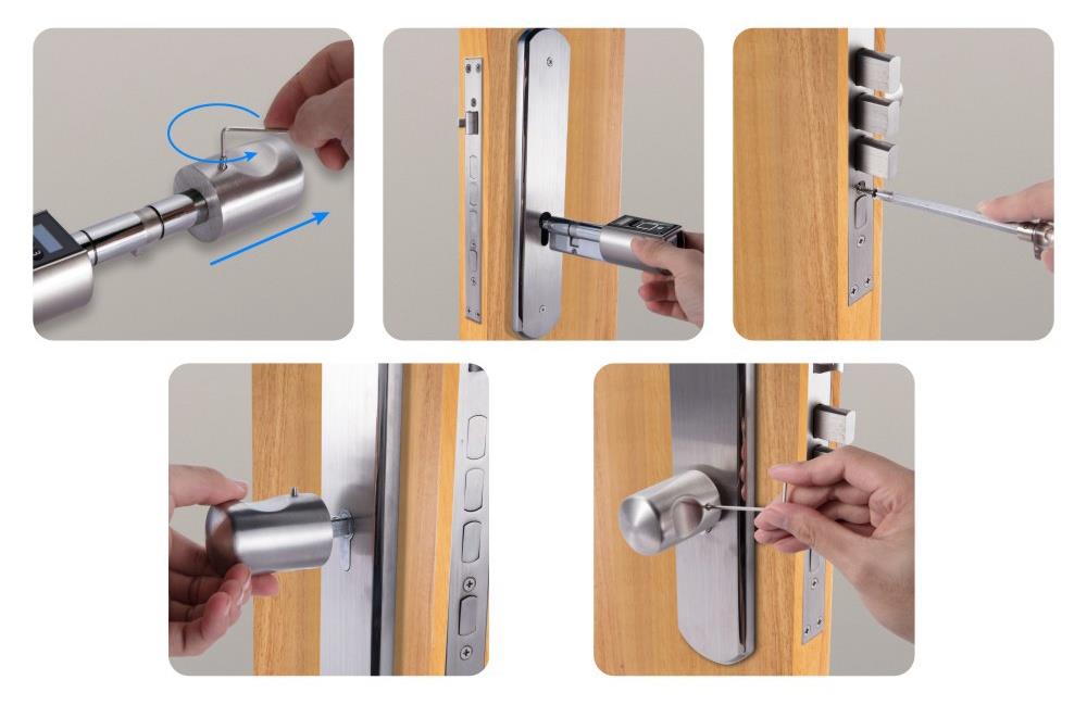 WE.LOCK Intelligent Electronic Door Lock Cylinder Fingerprint + RFID Card + Bluetooth Control LCD Display IP44 Waterproof Opening via Smartphone, WiFi Box Working with Alexa, 3 Minute DIY Fast Easy Assembly Suitable for Doors with Thickness of 55-105