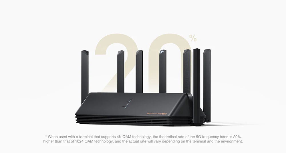 Xiaomi AIoT Router AX6000  WiFi 6 5961 Mbps 2.4GHz + 5GHz OFDMA MU-MIMO High Gain 7 Antennas 512MB Memory  - Black