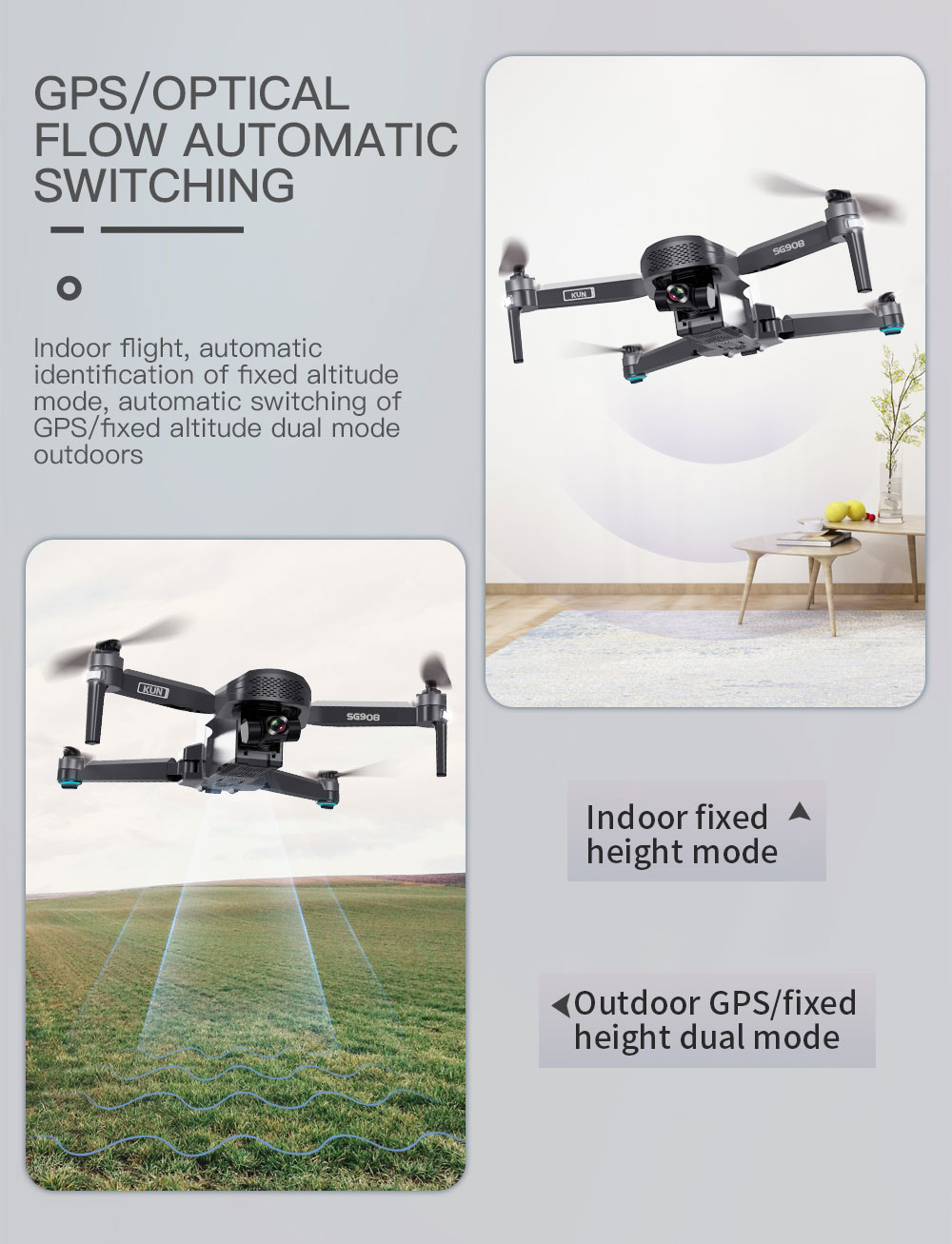 ZLL SG908 4K GPS 5G WIFI FPV with 3-Axis Gimbal Optical Flow Positioning Brushless RC Drone - Three Batteries with Bag