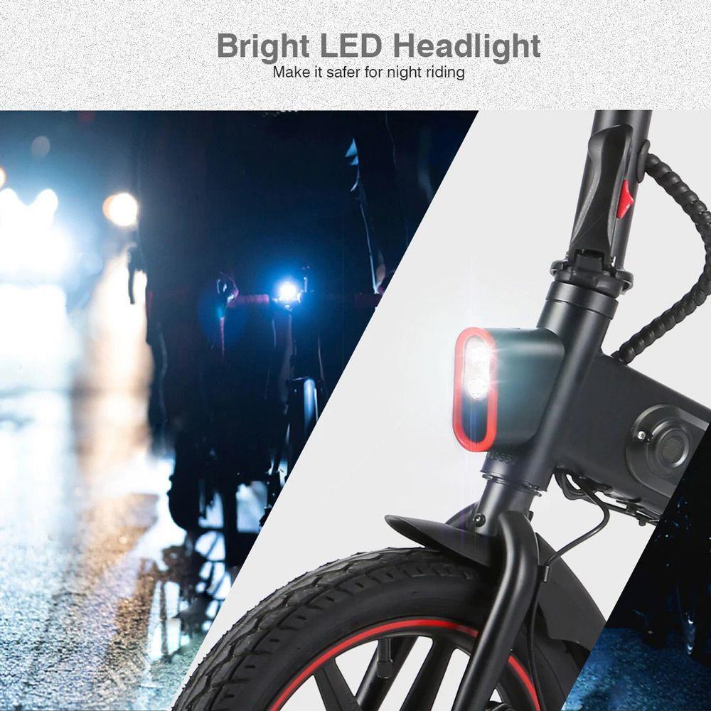 DOHIKER Y1 Folding Electric Bicycle 36V 350W 14 inch 10Ah Battery 25km/h City Bike LED Headlight IP54 Waterproof - White