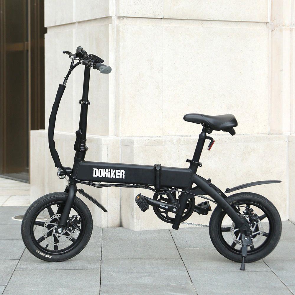 DOHIKER KSB14 Folding Electric Bicycle 36V 250W Brushless Motor 14" CST Tire 10Ah Battery 25km/h City Bike LED Headlight Dual Disc Brakes Foldable Design - Black