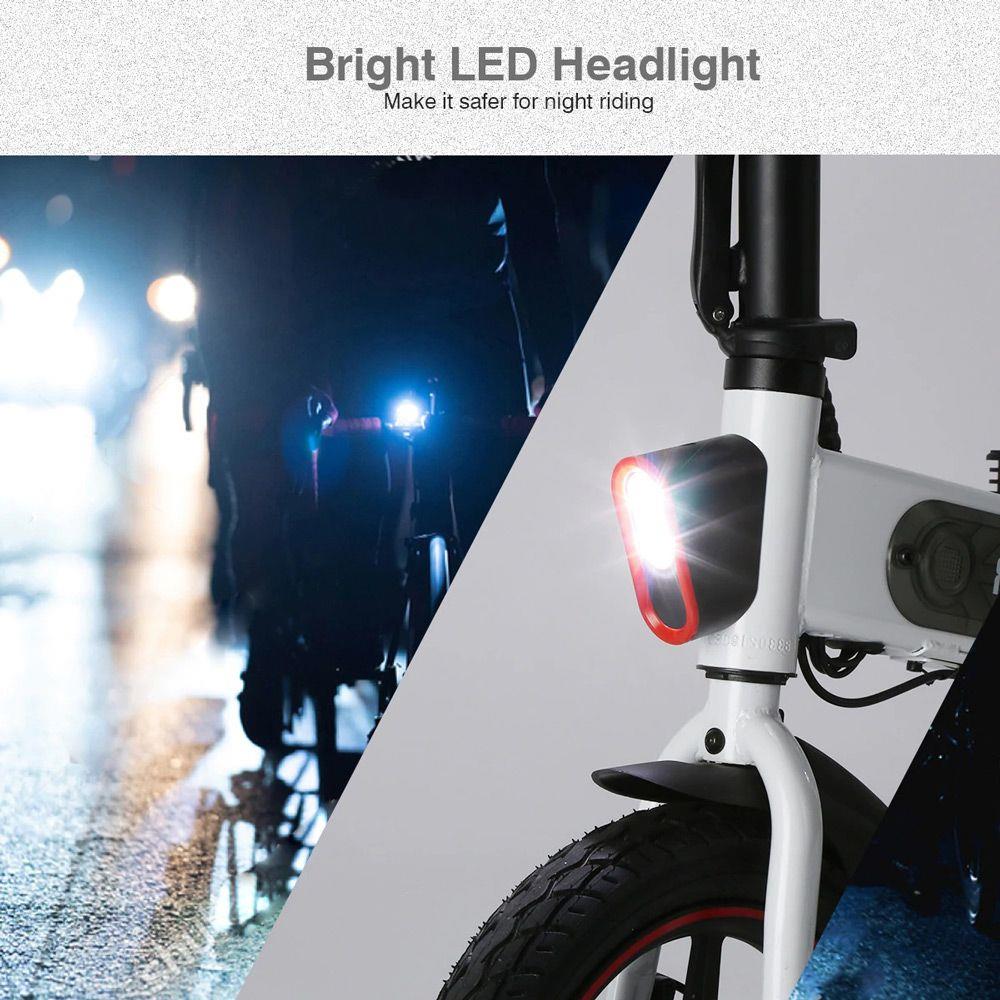 DOHIKER Y1 Folding Electric Bicycle 36V 350W 14 inch 10Ah Battery 25km/h City Bike LED Headlight IP54 Waterproof - White