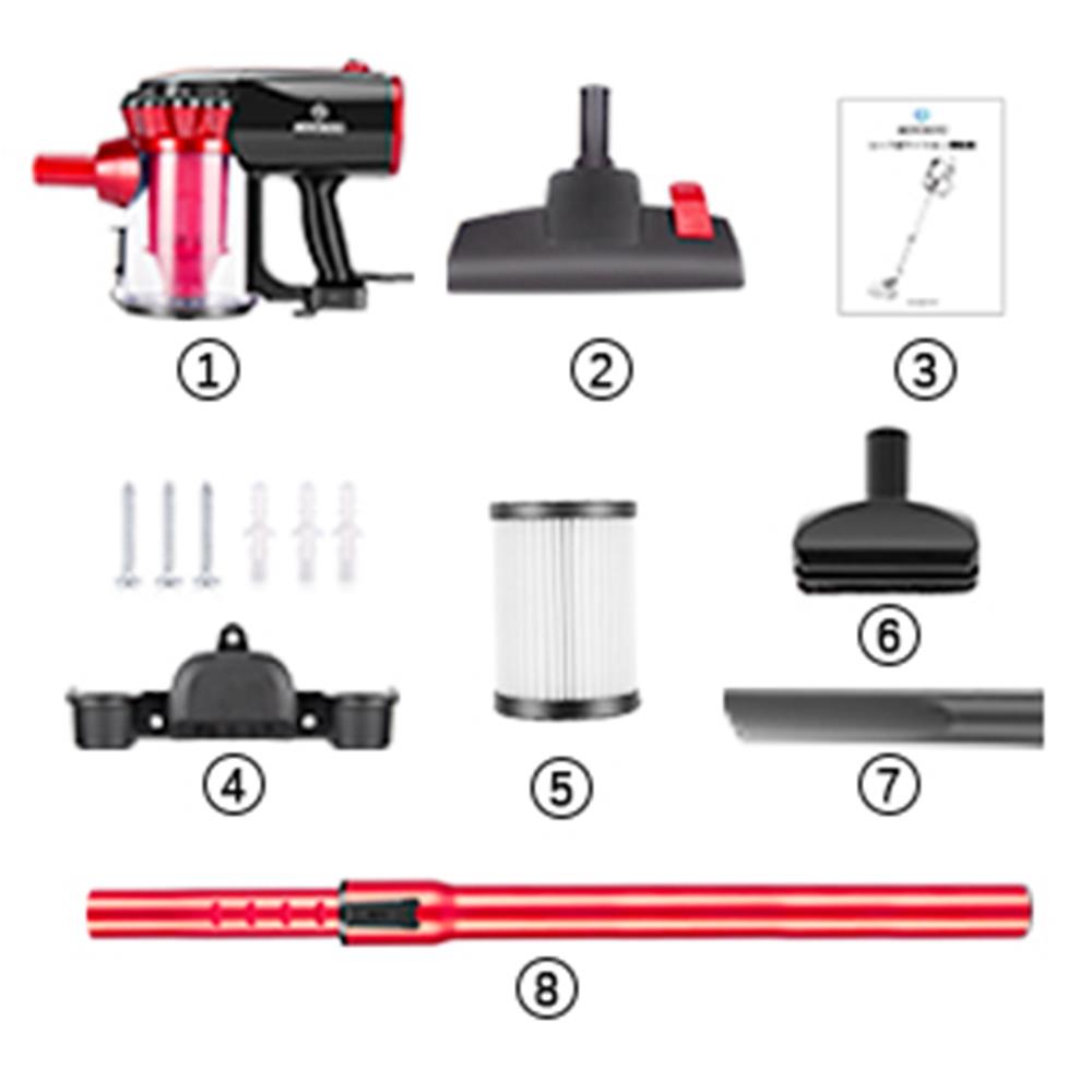 MOOSOO D600 Handheld Corded Vacuum Cleaner 500W Motor 17Kpa Strong Suction 3-stage Filtration System With Rotatable Brush Head for Pet Hair, Dirt, Debris, Hard Floor, Carpet - Red