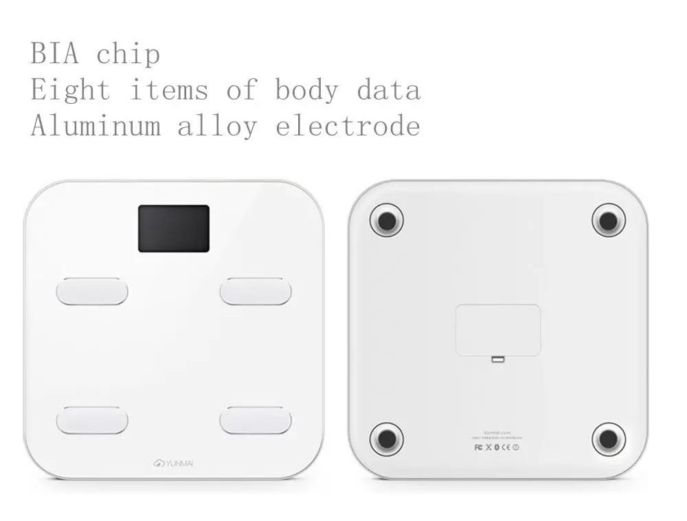 YUNMAI S Smart Bluetooth Body Fat Scale Rechargeable Battery APP Control - White