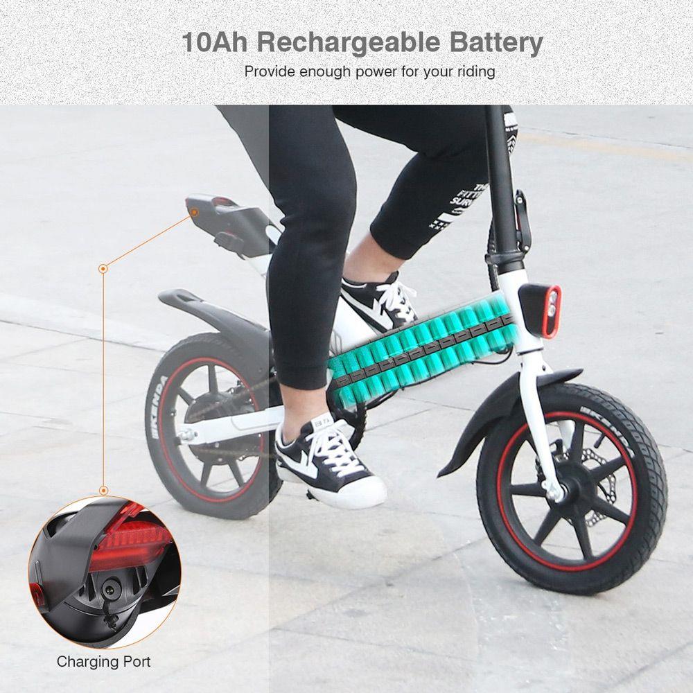 DOHIKER Y1 Folding Electric Bicycle 36V 350W 14 inch 10Ah Battery 25km/h City Bike LED Headlight IP54 Waterproof - Black