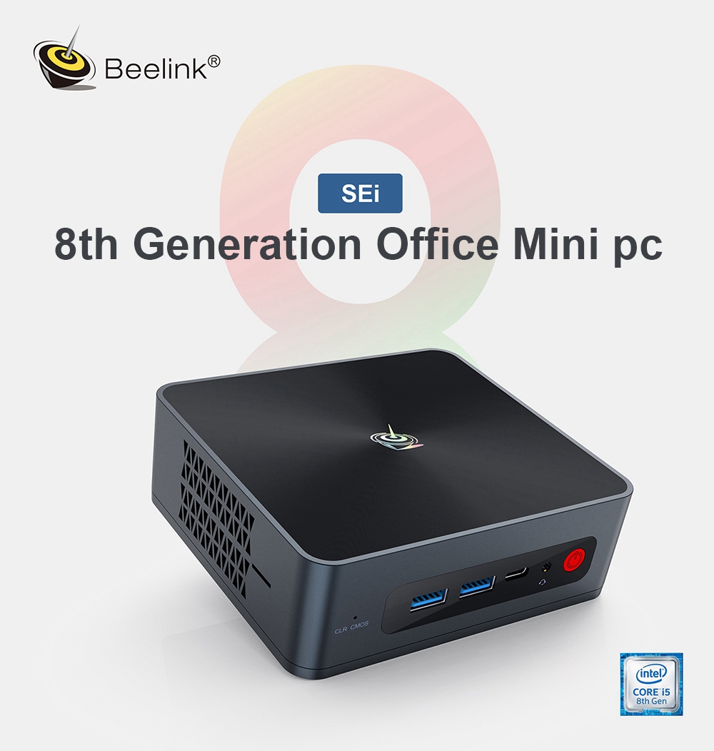 Beelink SEI8 Intel Core i5-8259U 16GB RAM 512GB SSD Licensed Windows 10 Mini PC WIFI 6 Bluetooth RJ45*2 HDMI